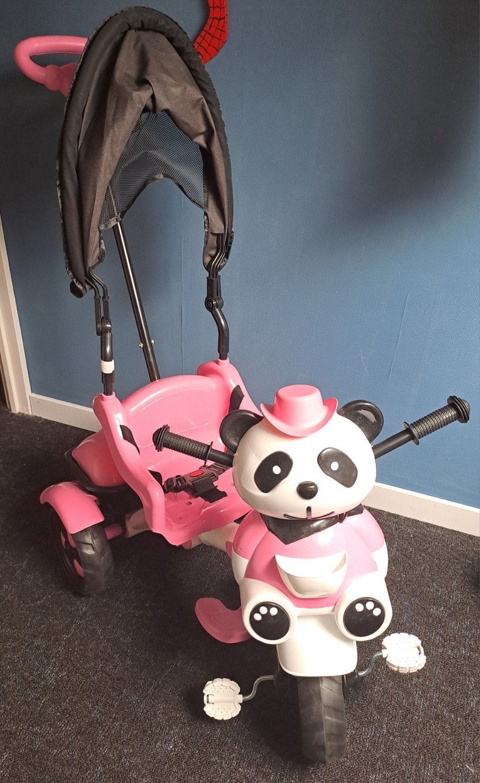 roze panda driewieler met duwstang, Ophalen, Nieuw