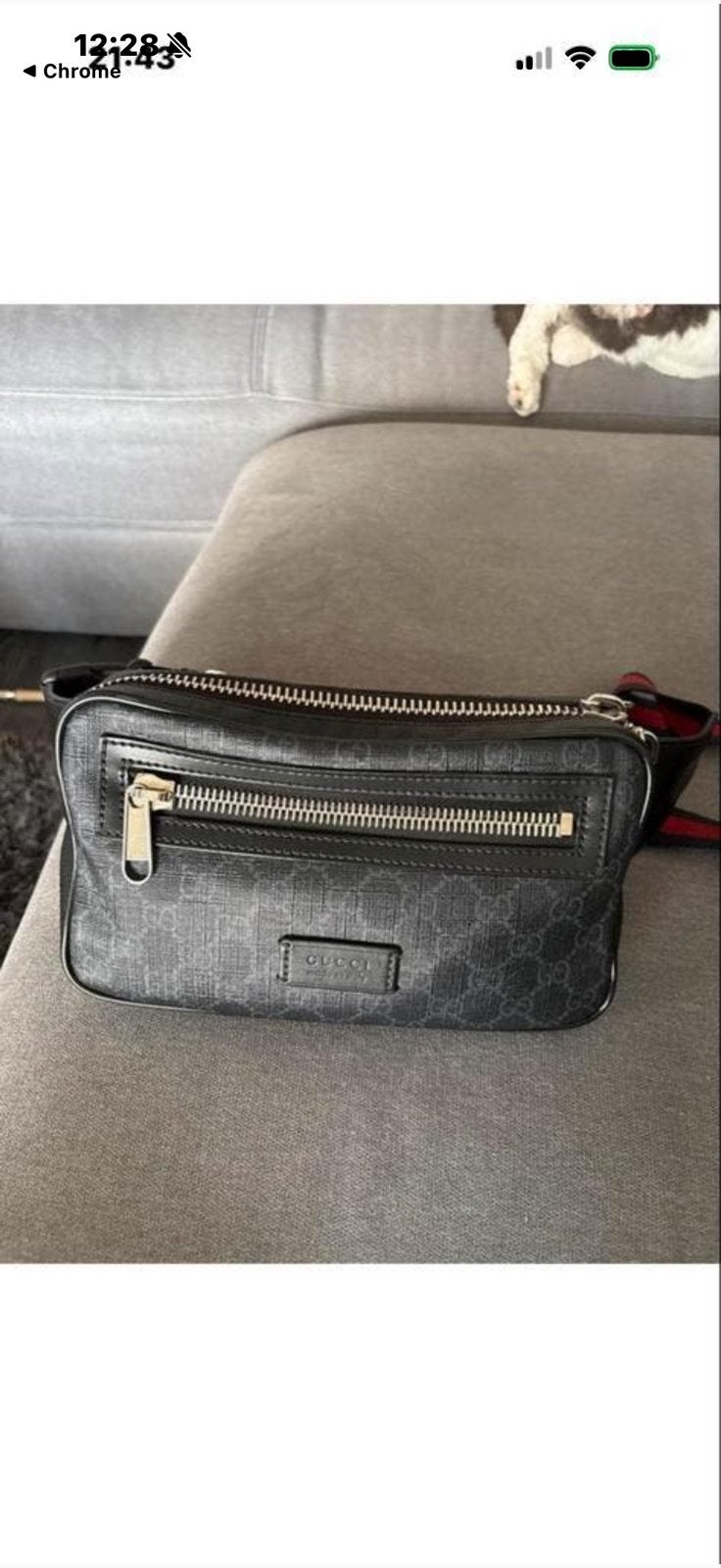 Gucci heuptas/crossbody tas - Zwart GG Supreme, Ophalen of Verzenden, Zo goed als nieuw, Zwart, Schoudertasje