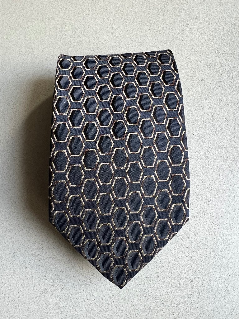 Stropdas in een marine blauwe kleur met een rustig patroon, Ophalen, Zo goed als nieuw, Blauw, Met patroon