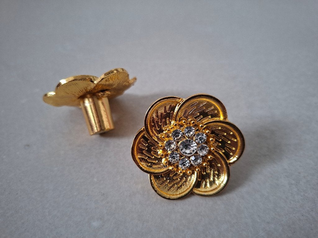 Gouden bloemvormige kastknop, Ophalen of Verzenden, Nieuw, Goud, Overige materialen