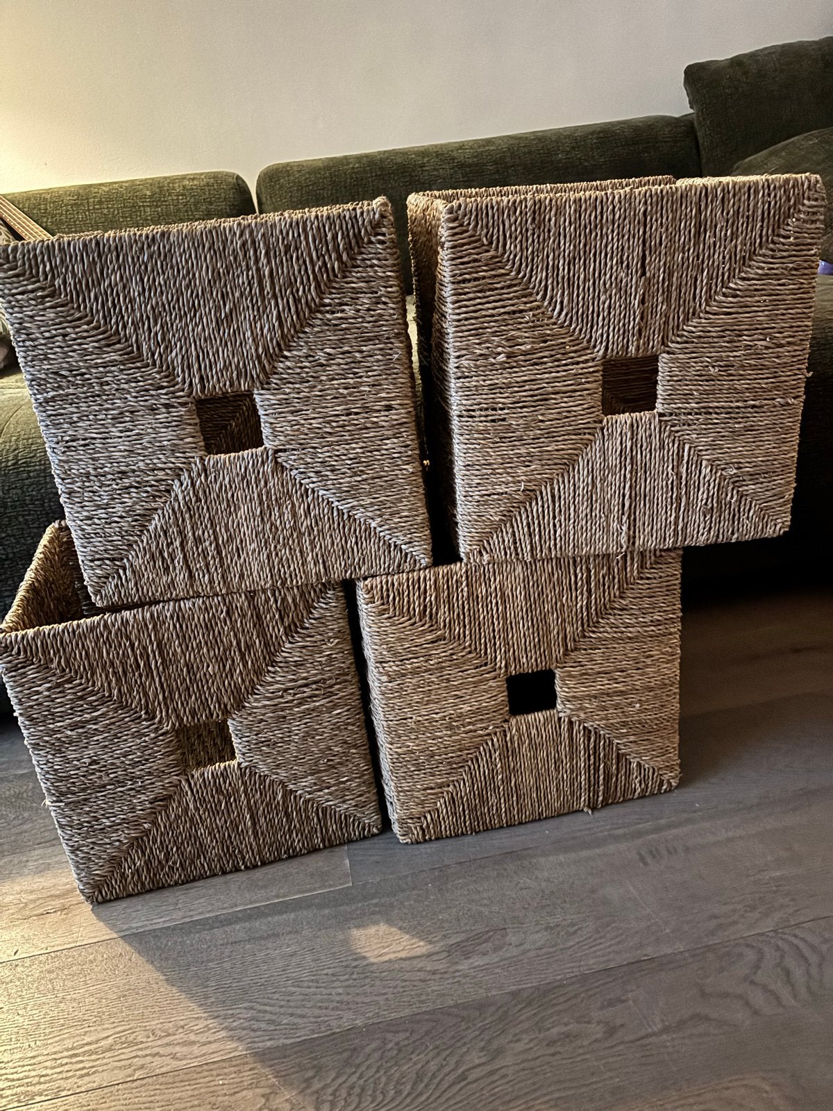 4 keer Ikea Knipsa manden, Ophalen, Zo goed als nieuw, Bruin, Natuurlijk materiaal