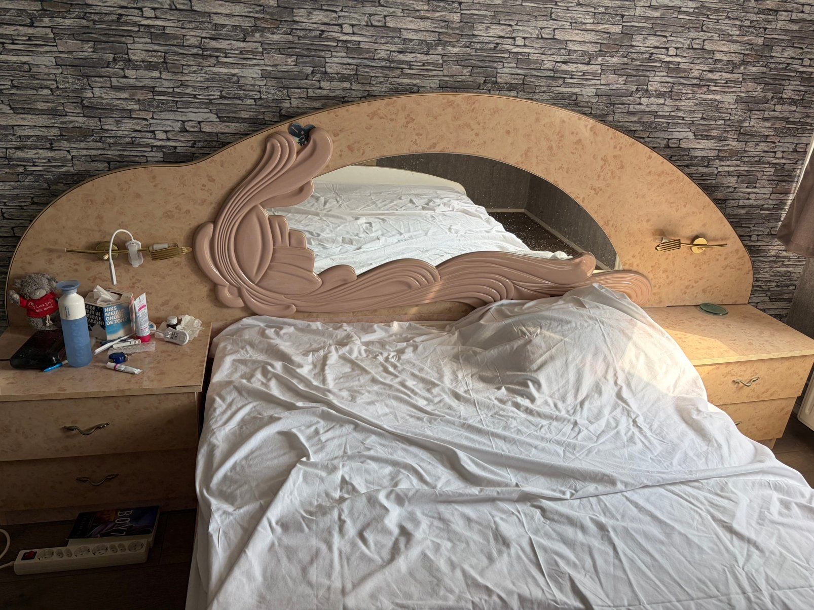 Bed oud rose, Ophalen, Gebruikt, Tweepersoons
