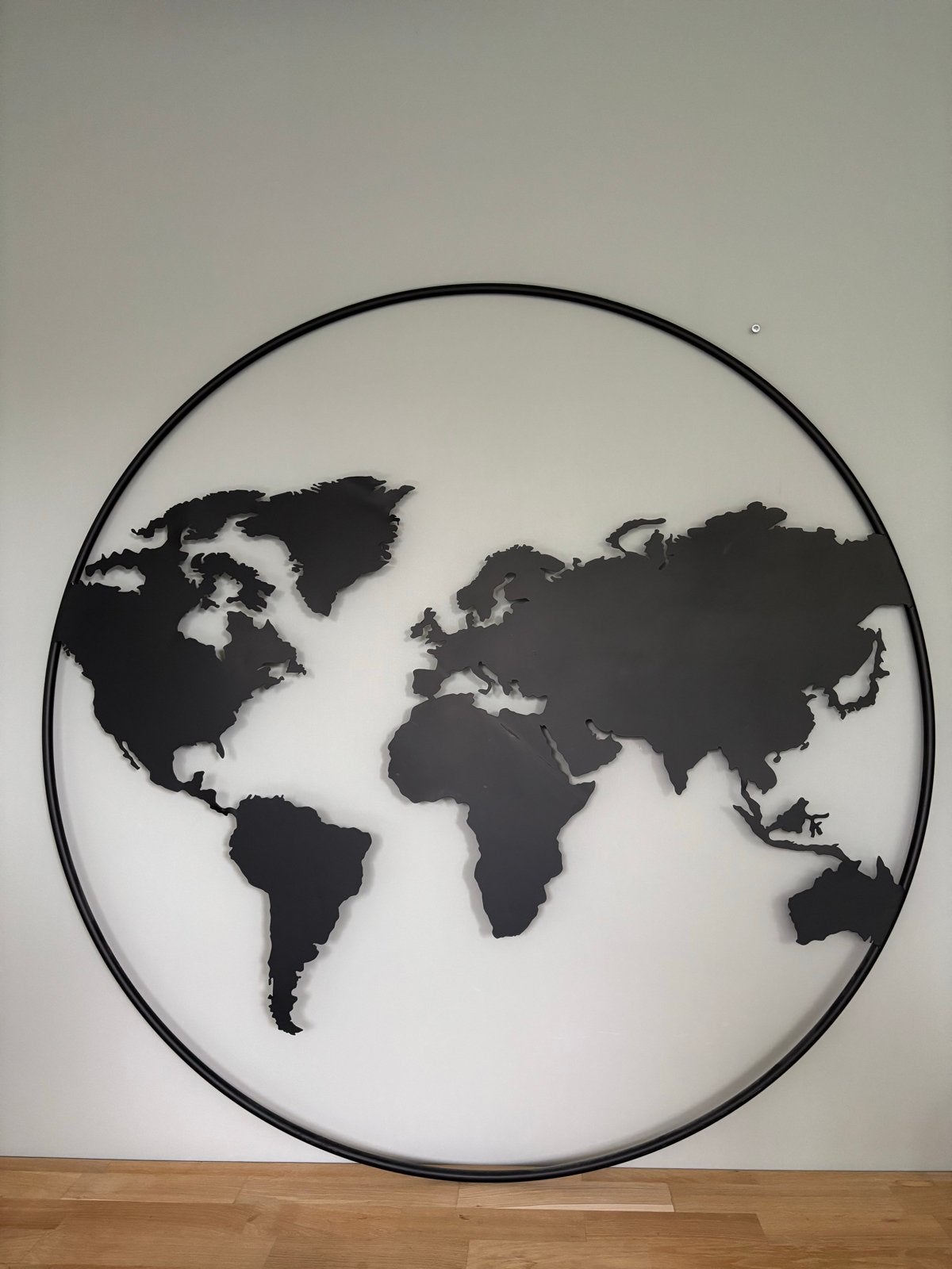 Metalen Wereldkaart Wanddecoratie - Zwart, Ophalen, Metaal, Wandsculptuur, Zwart