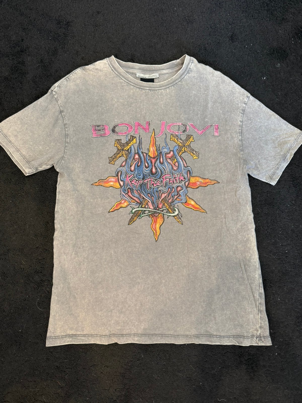 Shirt Pull&Bear Bonjovi grijs maat S, Ophalen of Verzenden, Zo goed als nieuw, Korte mouw, Maat 36 (S)