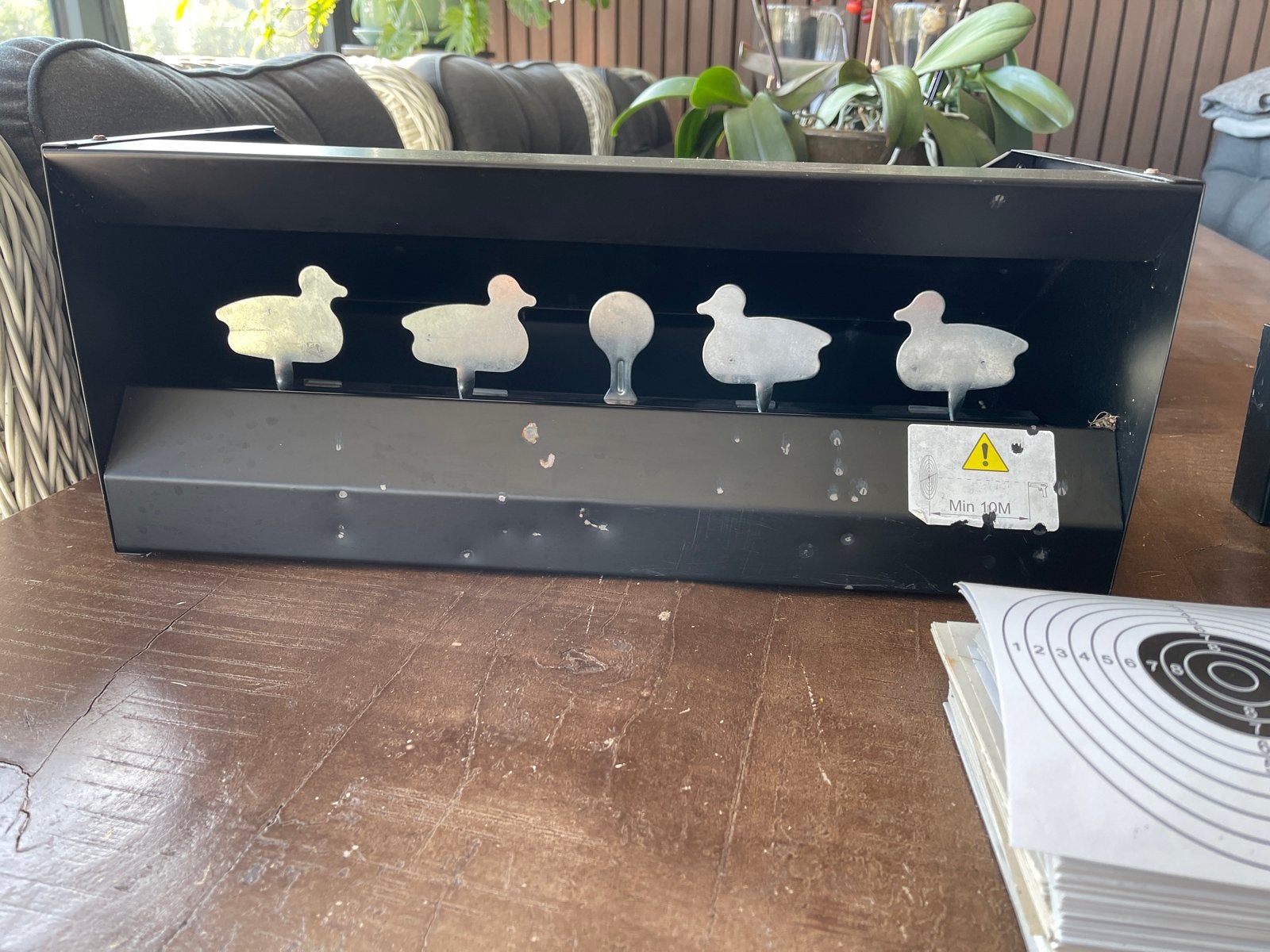 Schietkasten diverse met eenden die magnetisch gaan, Ophalen, Gebruikt