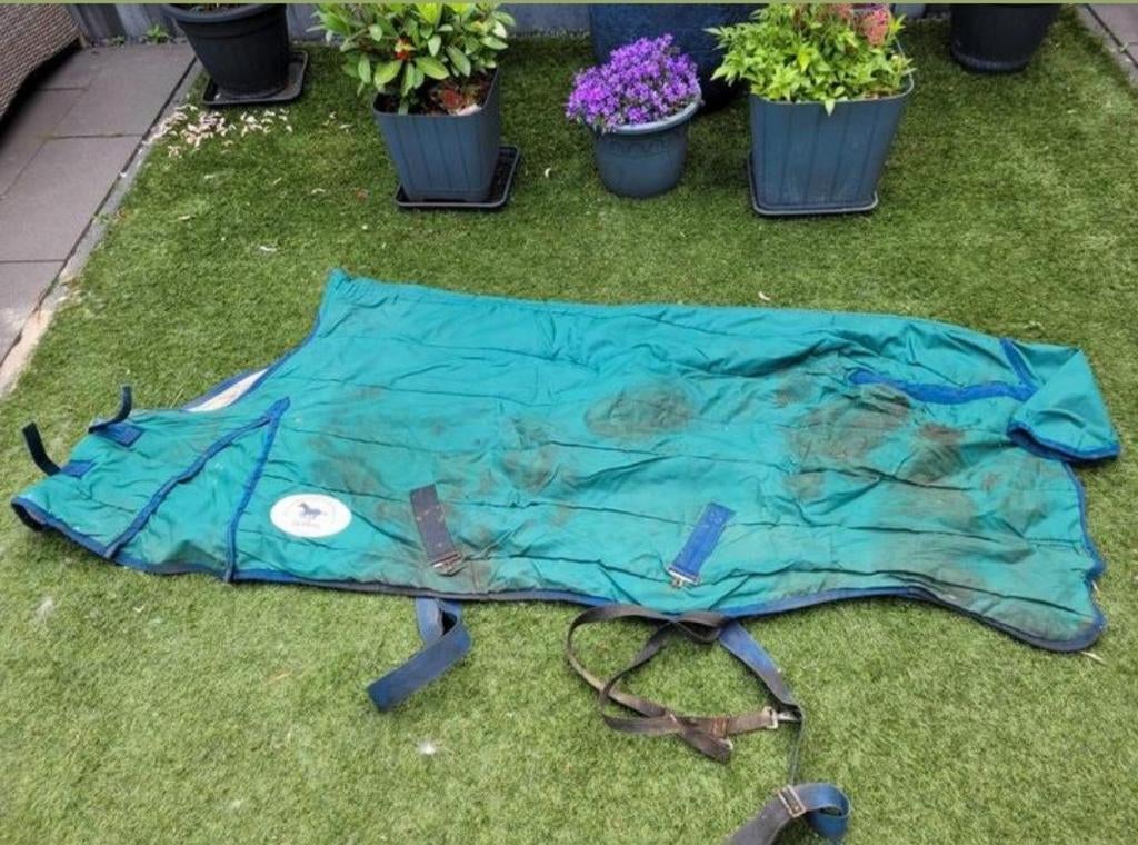 Groene tussendeken maat 195cm, 150 gram, Dieren en Toebehoren, Ophalen of Verzenden, Gebruikt, Deken