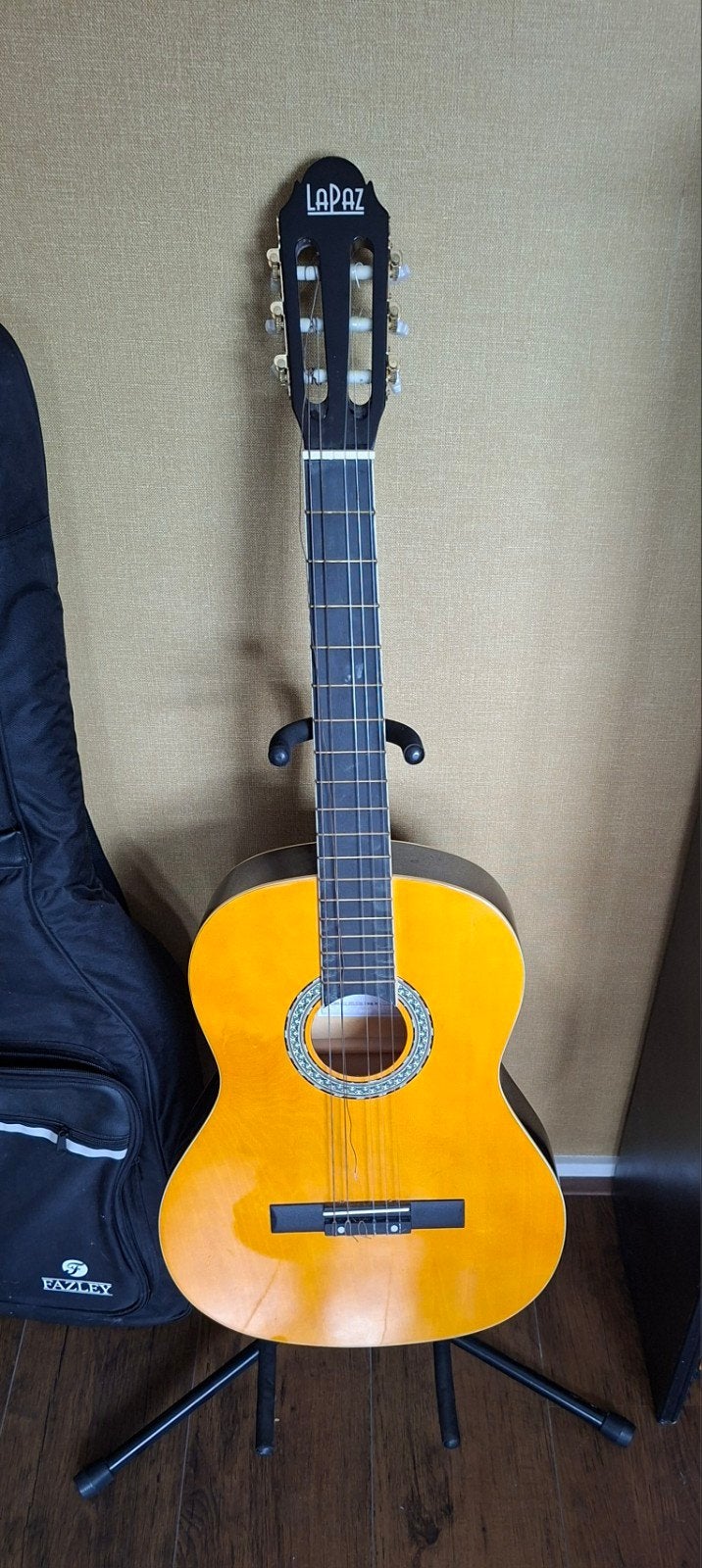 LaPaz Klassieke Gitaar (Amber) + Fazley Tas en Standaard, Ophalen, Gebruikt, Klassieke of Spaanse gitaar