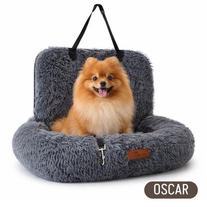 Autostoel Fluffy - De Ideale Hondenstoel Voor Onderweg, Dieren en Toebehoren, Hondenmanden, Ophalen of Verzenden, Nieuw, Pluche