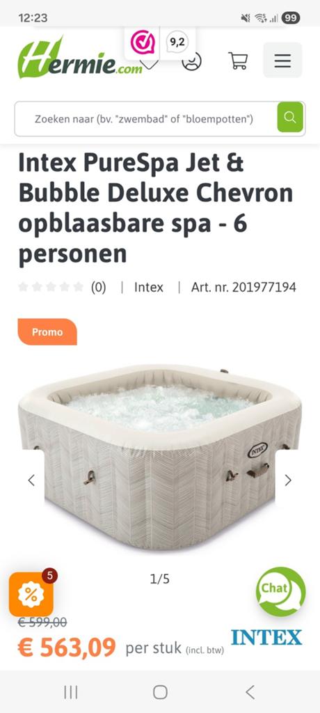 Intex PureSpa Jet & Bubble Deluxe Chevron 6-persoons jacuzzi, Tuin en Terras, Zwembaden, Ophalen, Minder dan 80 cm, Opblaaszwembad