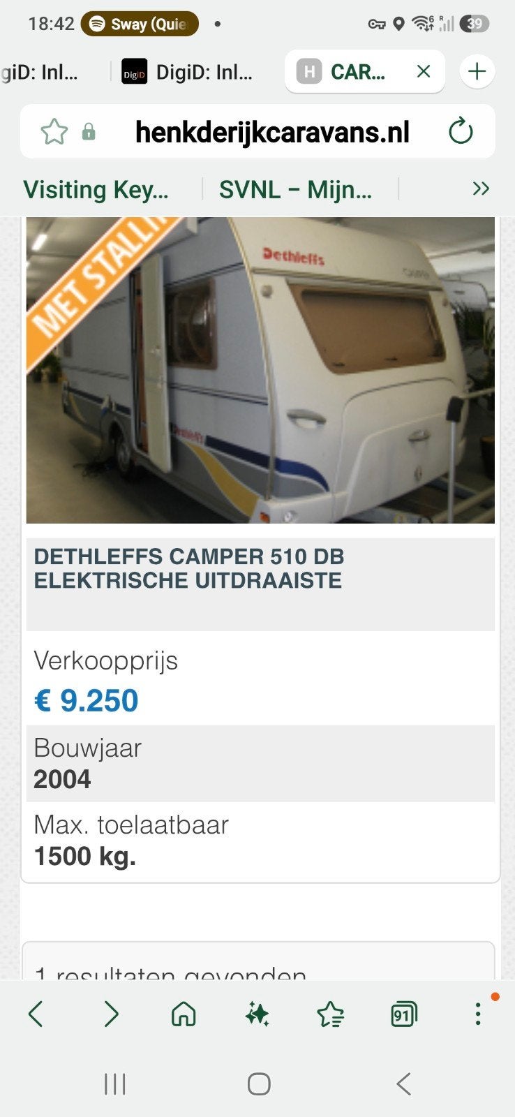 Dethleffs Camper 510 DB uit 2004 met mover en luifel, Caravans en Kamperen, Caravans, Rondzit, Koelkast, Particulier, Dethleffs