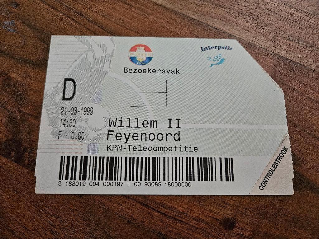 ⚽ Ticket Willem 2 - Feyenoord 1998-1999 ⚽, Verzamelen, Ophalen of Verzenden, Zo goed als nieuw, Feyenoord, Overige typen
