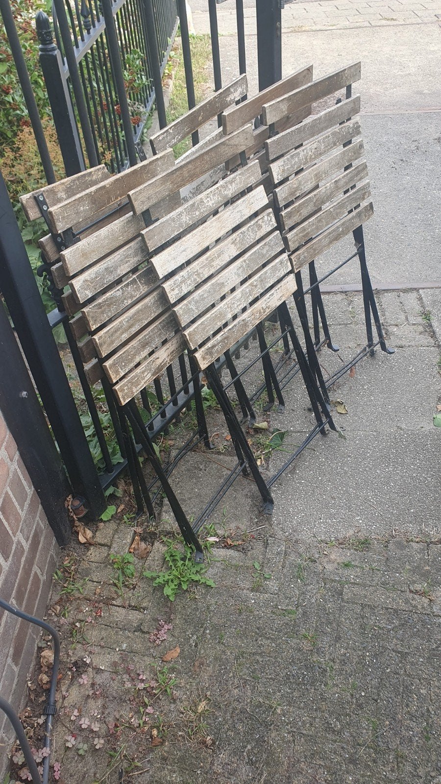 Franse terrasstoeltjes, Tuin en Terras, Ophalen of Verzenden, Gebruikt, Hout