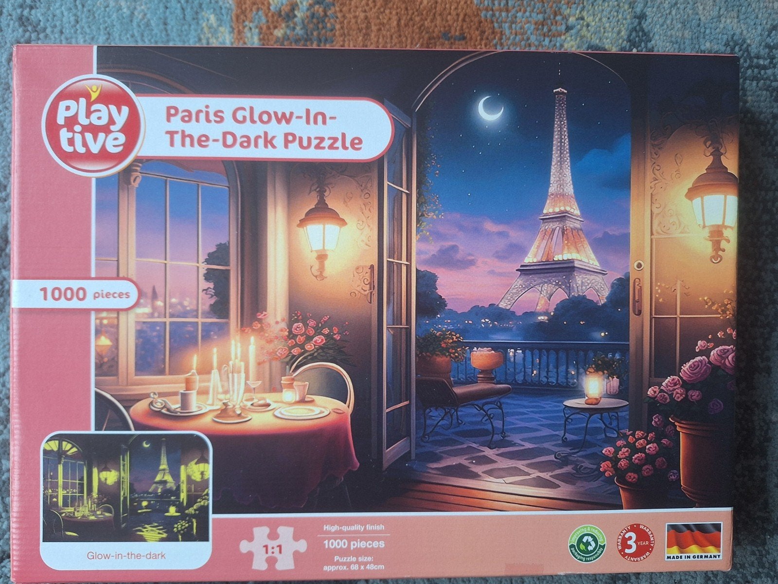 Puzzel van Parijs. Glow in the dark puzzel. 1000 stukjes., Ophalen of Verzenden, 500 t/m 1500 stukjes, Zo goed als nieuw, Legpuzzel