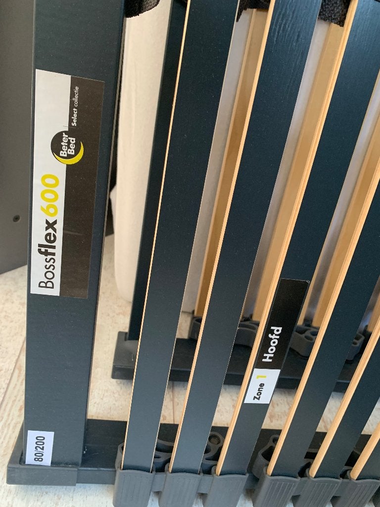 Twee Bossflex 600 vlak Lattenbodems 80x200, Ophalen, Gebruikt, Eenpersoons, 80 cm