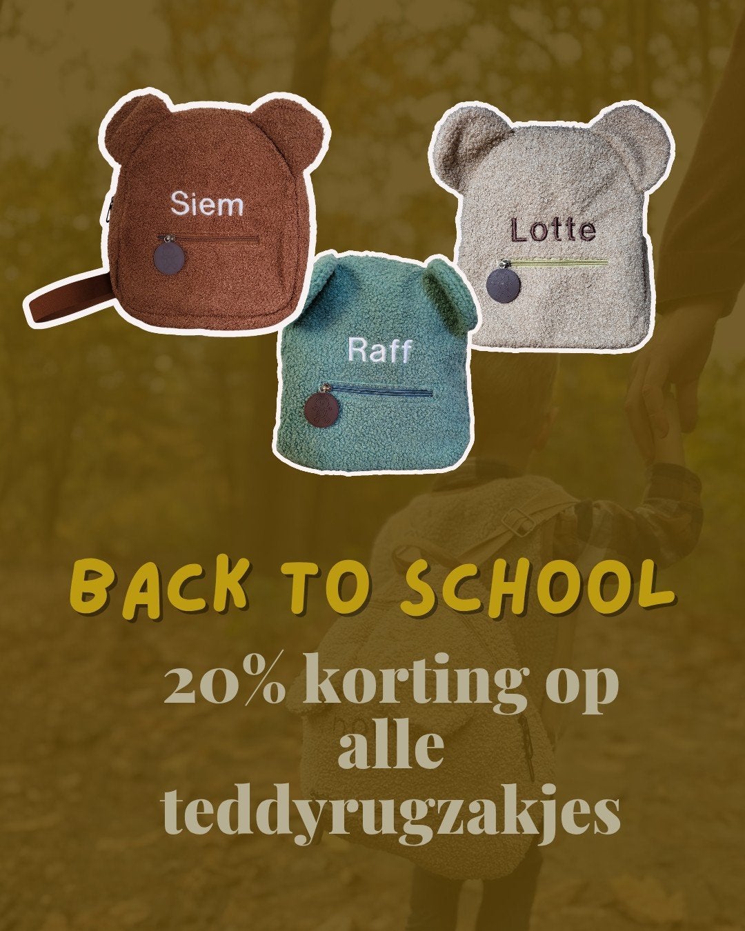 20% korting teddy rugzak met geborduurde naam, Sieraden, Tassen en Uiterlijk, Rugtas, Strijen, Info@minimuisje.nl, Nieuw