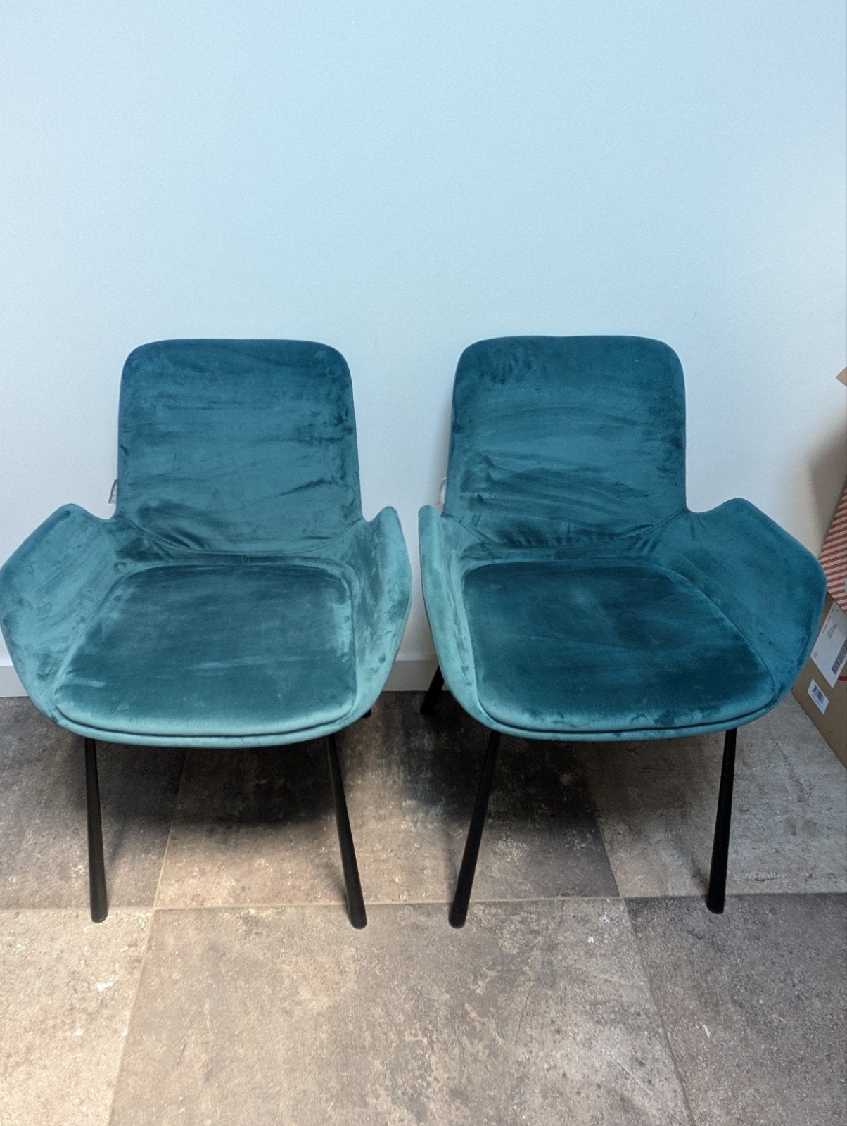 2x eetkamer stoel velvet petrol, Ophalen, Twee, Overige kleuren, Zo goed als nieuw