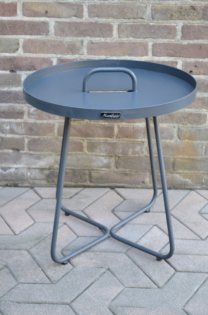 Bijzettafeltje tuin | Manifesto, Minder dan 55 cm, Metaal of Aluminium, Rond, Zo goed als nieuw