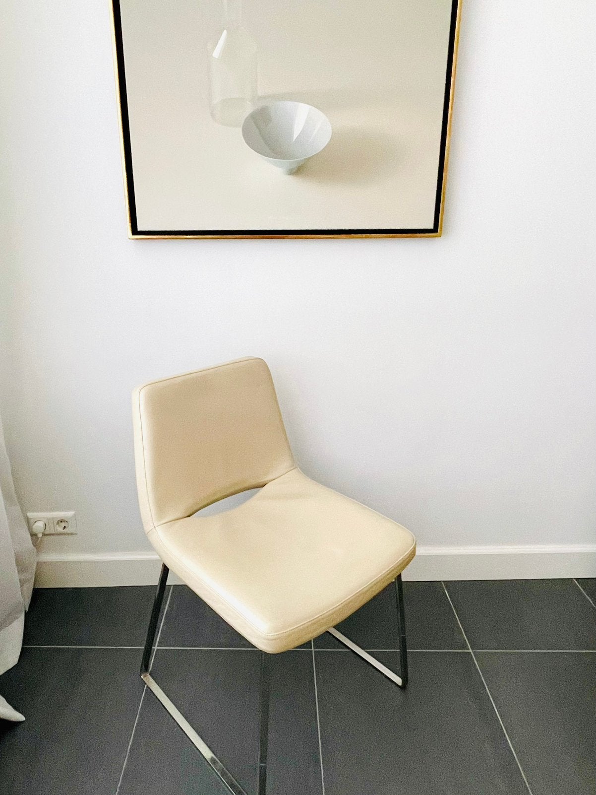 6 leren eetkamerstoelen | Stijl B&B Italia Metropolitan M48, Ophalen, Wit, Design, Zo goed als nieuw