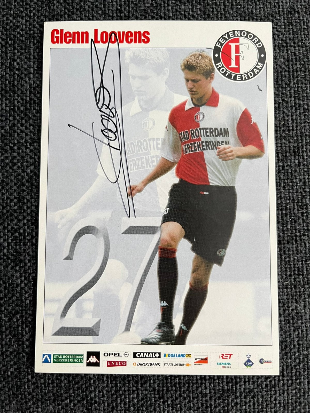 Feyenoord spelerskaart Loovens met handtekening, Ophalen of Verzenden, Zo goed als nieuw, Feyenoord, Spelerskaart