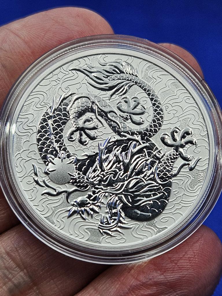 (5927) AUSTRALIA CHINESE MYTHS SINGLE DRAGON 2021 ONE OUNCE, Ophalen of Verzenden, Losse munt, Zilver