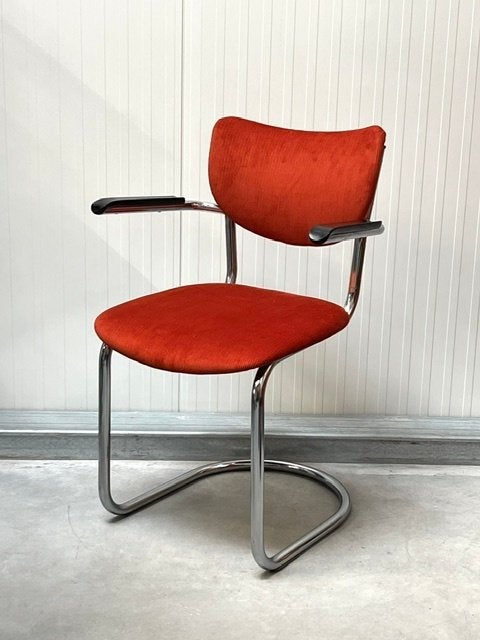 De Wit 3011 sledestoel vintage eetkamerstoel retro terra, Metaal, Gebruikt, Overige kleuren, .