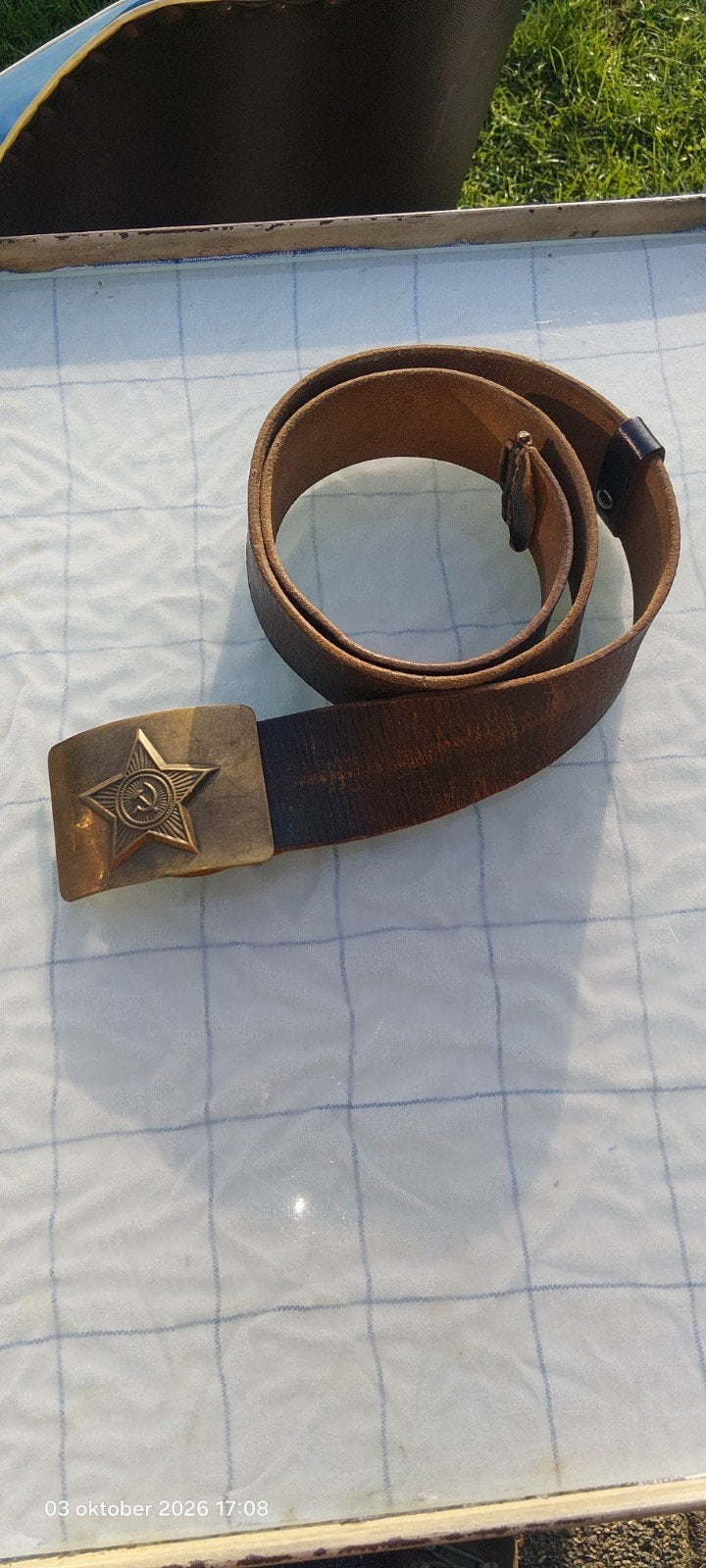 Originele Russische legerriem met stergesp, Verzamelen, Ophalen, Landmacht, Overige gebieden, Kleding of Schoenen
