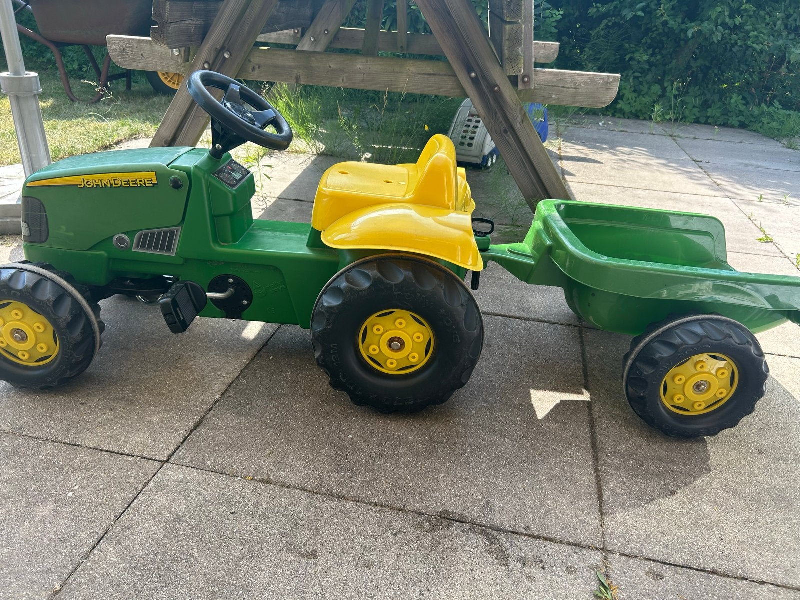 John Deere traptractor met aanhanger, Ophalen, Gebruikt