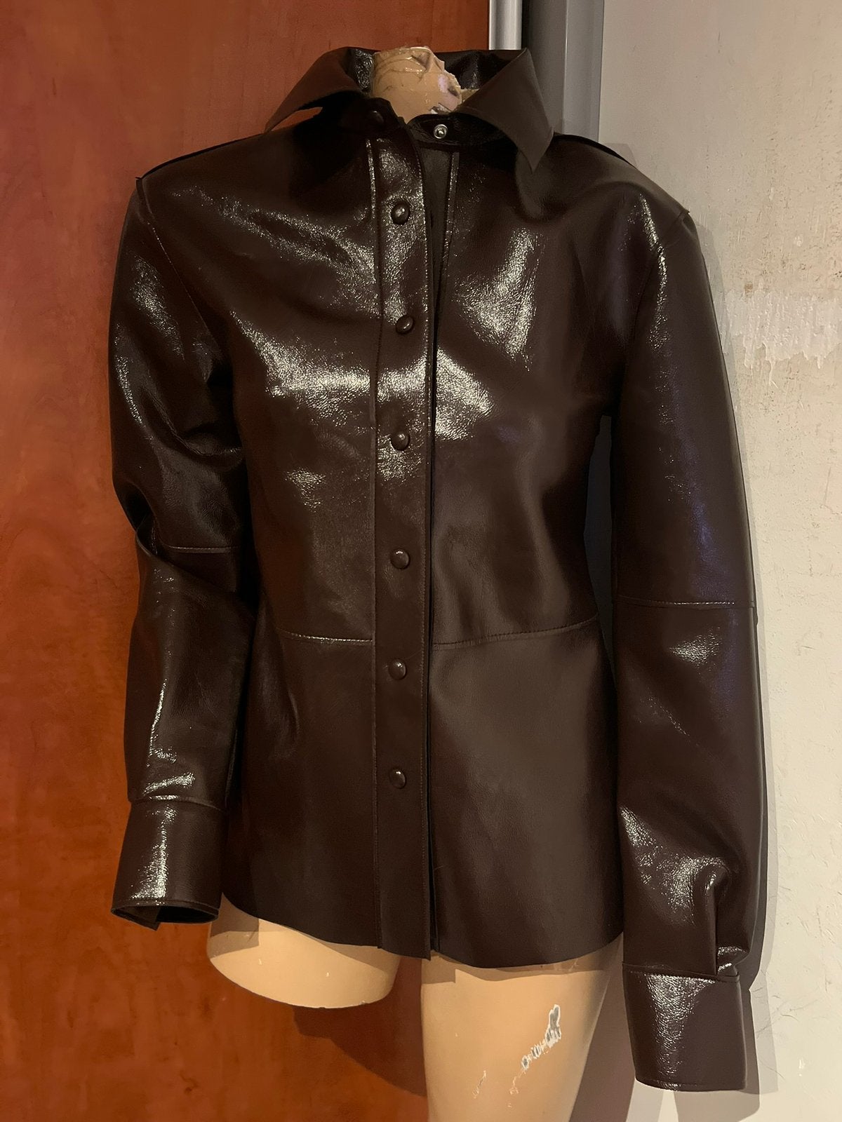 H&M blouse glans xs nep leer nieuw met kaartjes, H&M, G, Bruin, T