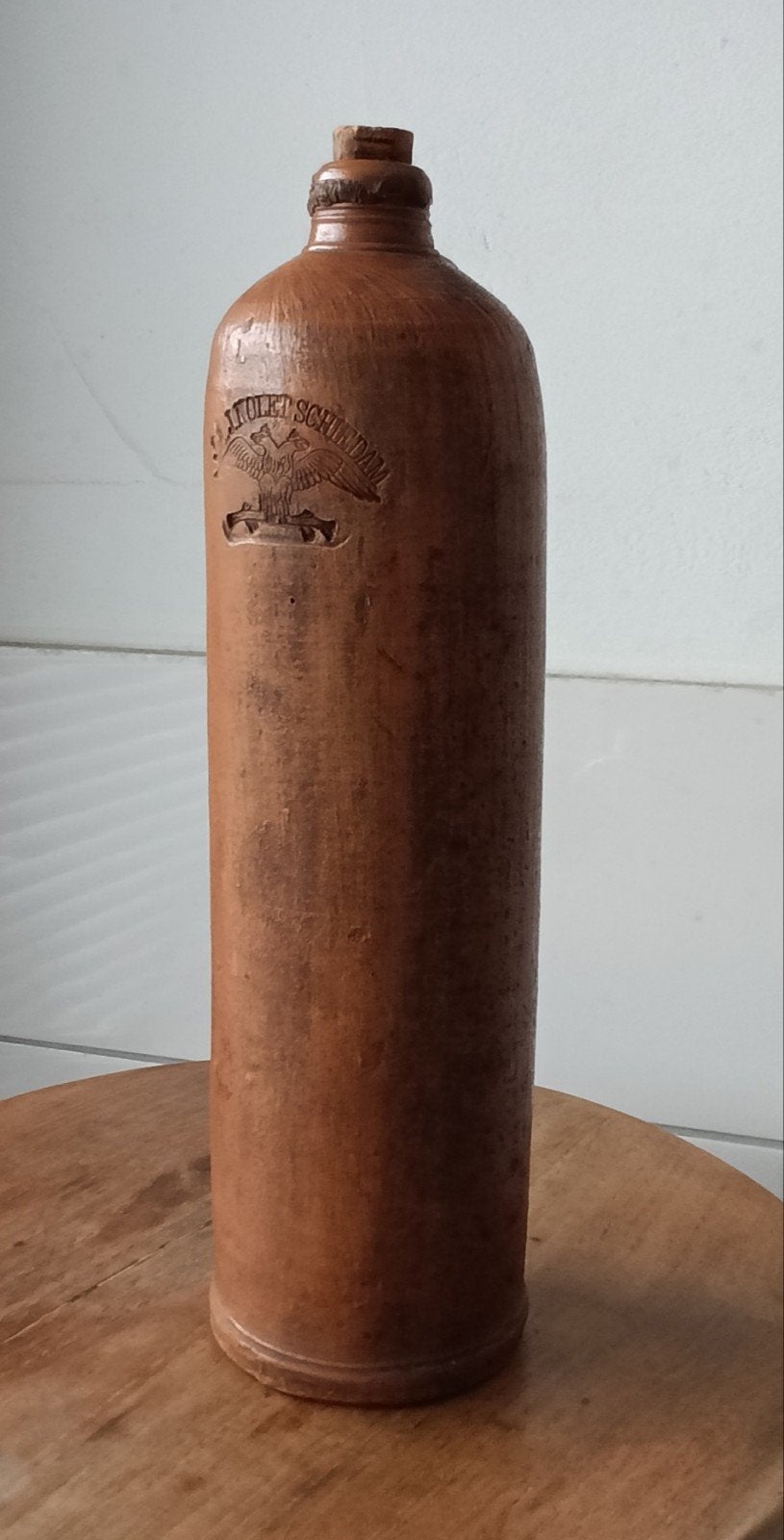 J.A.J. NOLET , SCHIEDAM . Stoneware fles 1lt., Antiek en Kunst, Ophalen