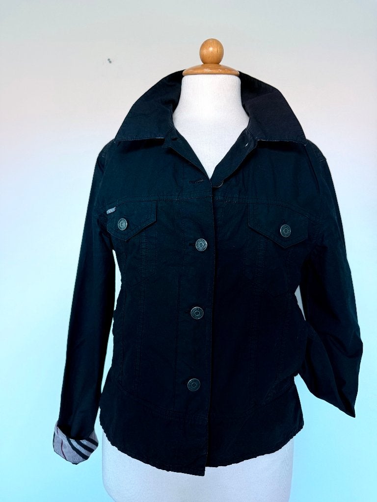 Burberry London, Nieuw jackje/jasje, zwart met check, 38/40, Maat 38/40 (M), Verzenden, Zwart, Nieuw