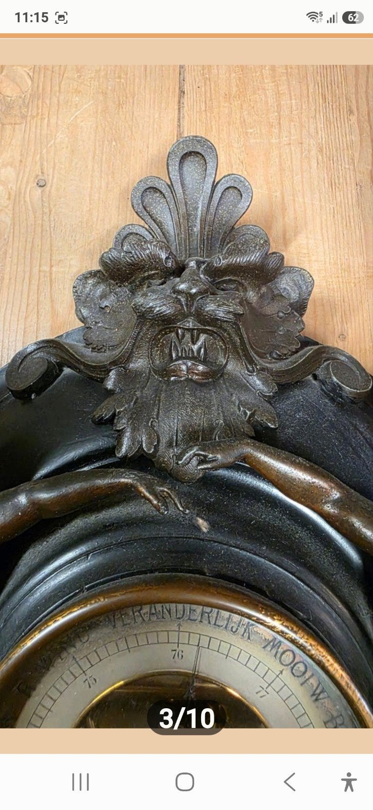 Grote zamak barometer, Ophalen