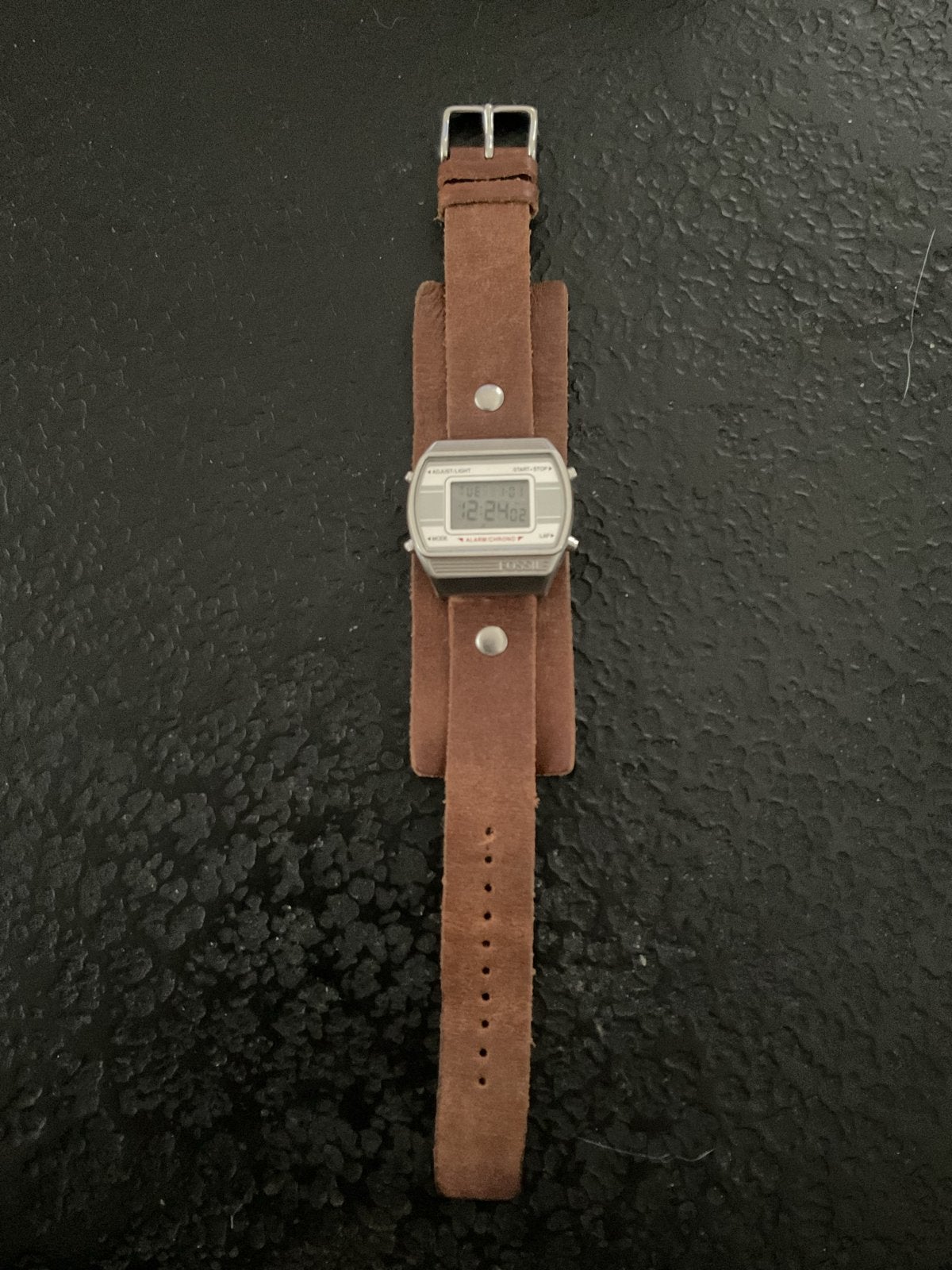 FOSSIL Digital Alarm Chrono Horloge JR-8857 Retro 38mm, Overige merken, Staal, Polshorloge, Ophalen of Verzenden