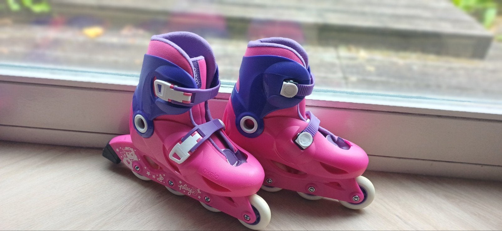 Oxelo kinderskates (32-34) met  beschermset, Sport en Fitness, Skeelers, Verstelbaar, Kinderen, Ophalen of Verzenden, Zo goed als nieuw