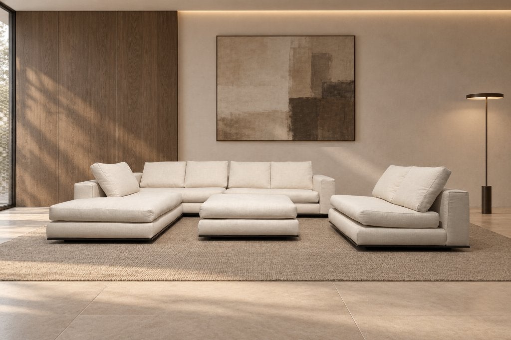 NIEUW Minotti Hamilton Modulaire 5-Delige Set + GARANTIE, Minotti, Hoekbank, Www.designplaats.nl, Vierpersoons of meer