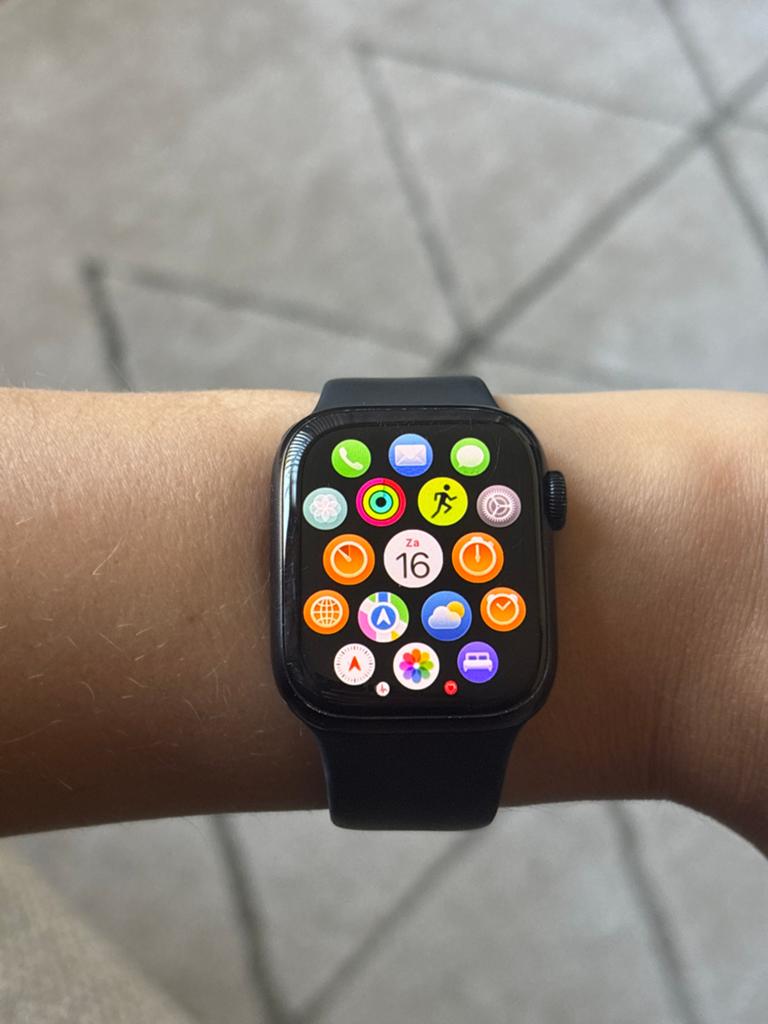 Apple Watch Series 8 41mm Midnight Aluminium, Sieraden, Tassen en Uiterlijk, Smartwatches, Gebruikt, Zwart, IOS, Ophalen of Verzenden