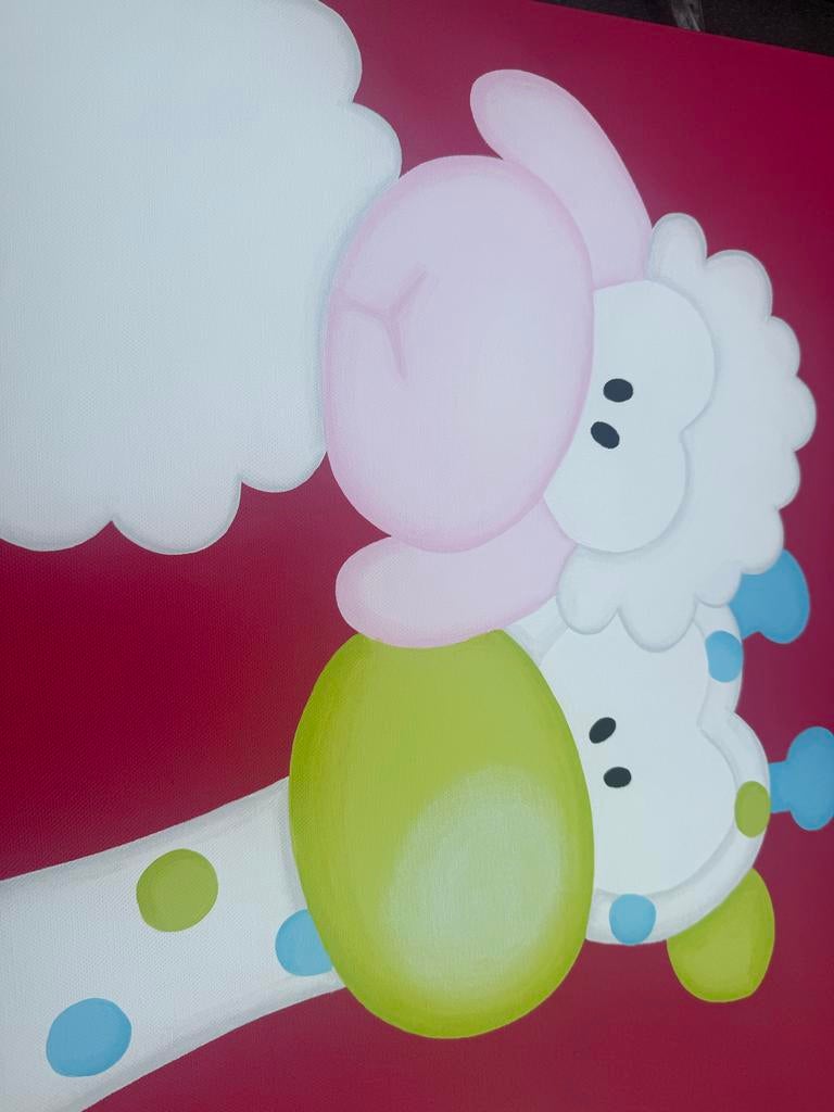 Schilderij met dierenfiguren 100x50, Antiek en Kunst, Kunst | Overige Kunst, Ophalen