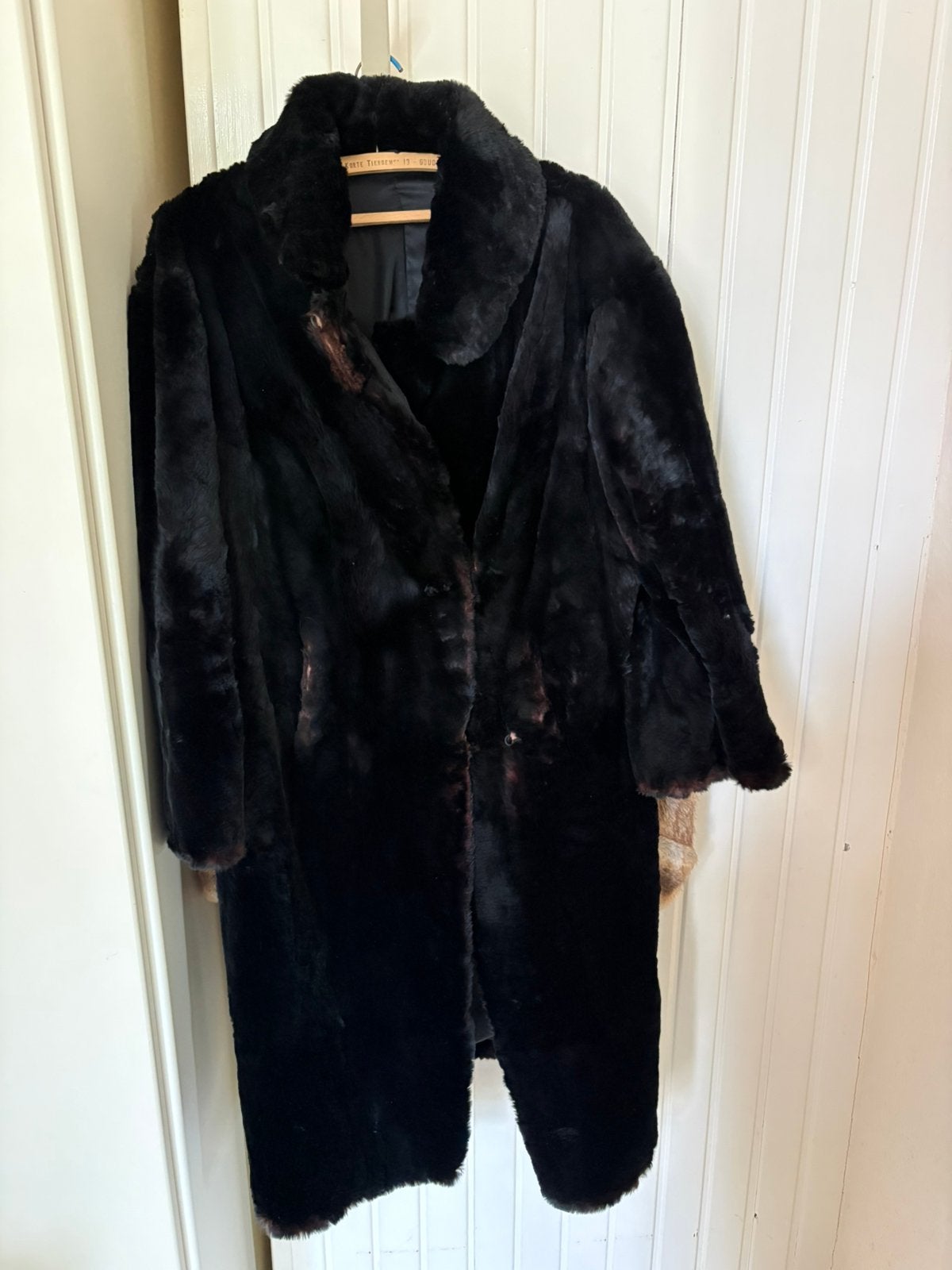 Zwarte vintage bontjas, Kleding | Dames, Ophalen, Gedragen, Maat 42/44 (L), Zwart