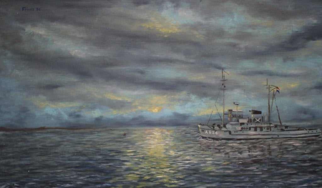 Philip Frinks, fraaie olieverf op doek., Maritiem / water, Doek, Ophalen of Verzenden, Olieverf