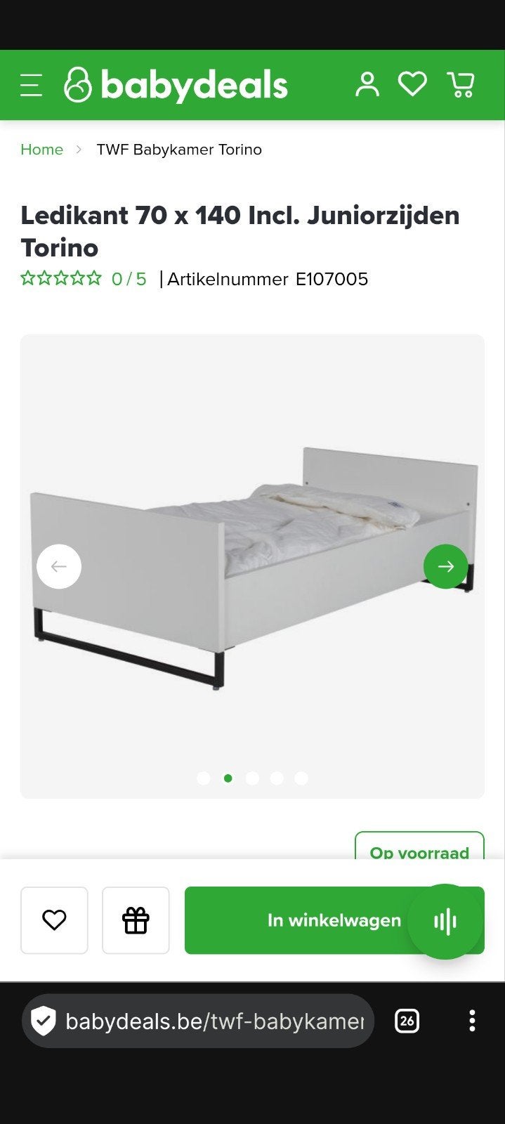 TWF Babykamer Torino Ledikant 70x140 cm met juniorzijden, Ophalen, Gebruikt, Ledikant