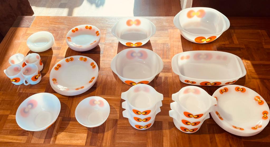 Vintage Schott Mainz Jenaer Glas servies jr 70 retro design, Ophalen