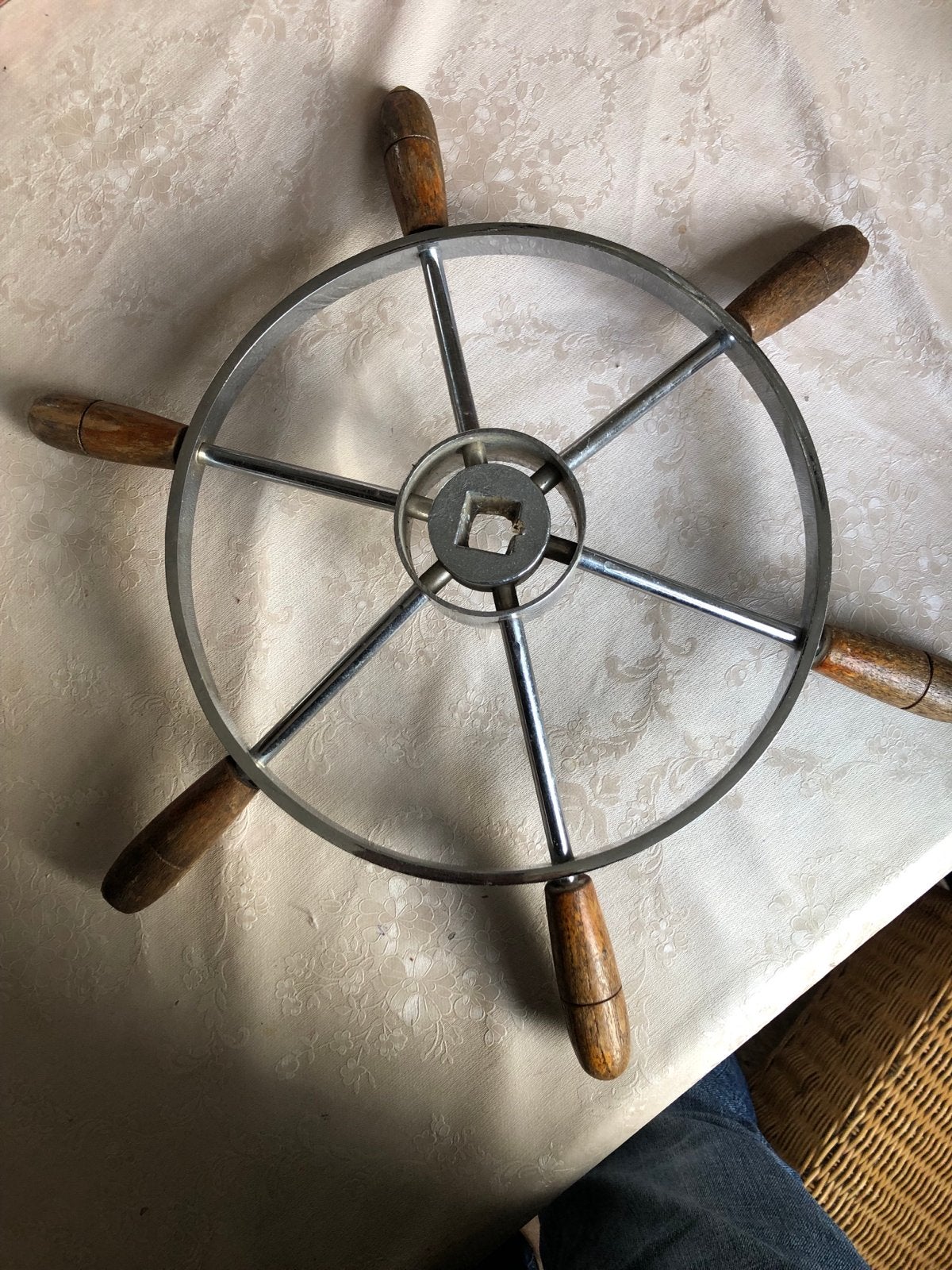 Stuurwiel voor boot - Chroom met houten handvatten, Watersport en Boten, Ophalen of Verzenden, Gebruikt, Overige typen