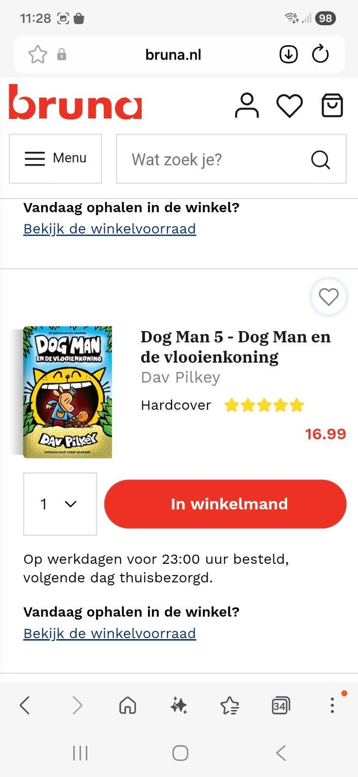 DOG MAN deel 5 hardcover boek: Dog Man en de vlooienkoning, Ophalen of Verzenden, Zo goed als nieuw, Dav Pilkey, Fictie algemeen