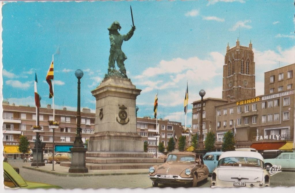 Frankrijk, Dunkerque, Duinkerken met auto's Citroen DS, Ophalen of Verzenden, 1940 tot 1960, Gelopen, Frankrijk