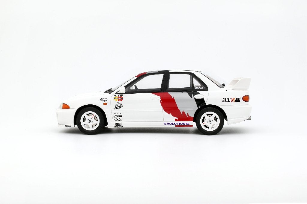 OttoMobile 1:18 Mitsubishi Lancer EVO III Scotia white W83, Hobby en Vrije tijd, Modelauto's | 1:18, OttOMobile, -, Nieuw, Ophalen of Verzenden