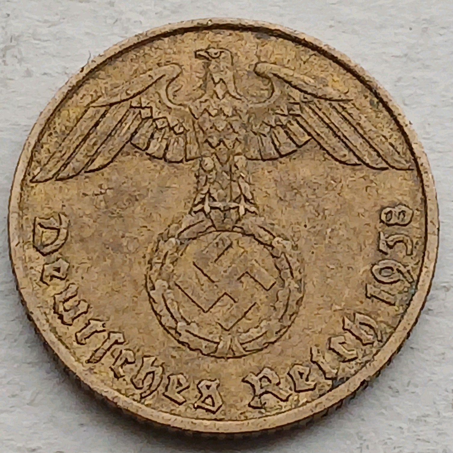 5 Reichspfennig 1938A Nazi Duitsland Oude Munt WO2 Swastika, Ophalen of Verzenden
