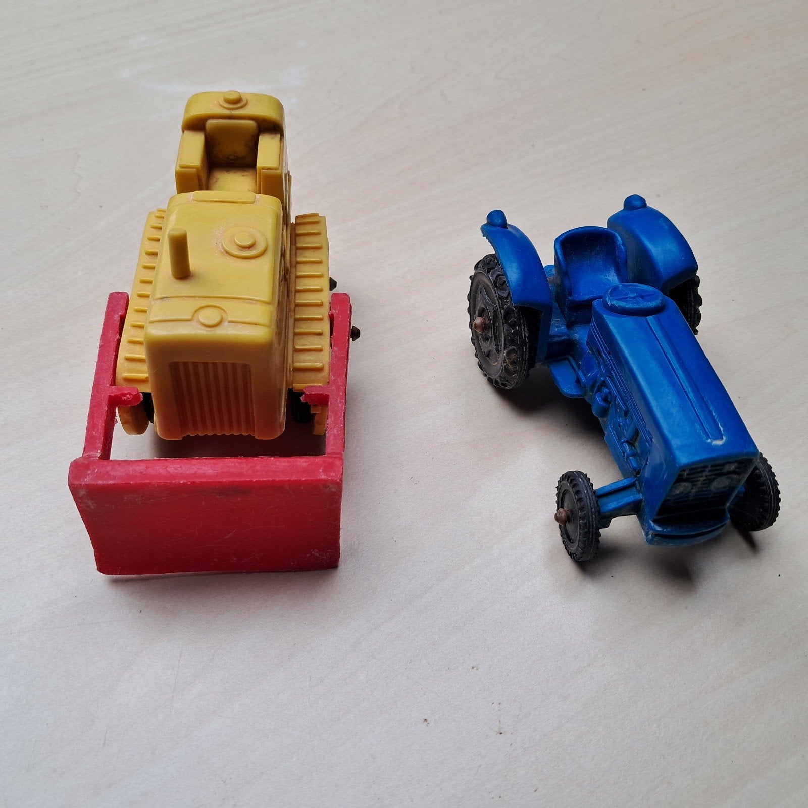 Vintage Vinyl Speelgoed: Tractor en Bulldozer Set, Ophalen of Verzenden, Gebruikt