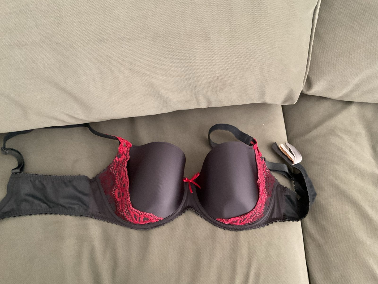 Prachtige Prima Donna BH grijs met rood - Maat 80D, Ophalen of Verzenden, Grijs, BH