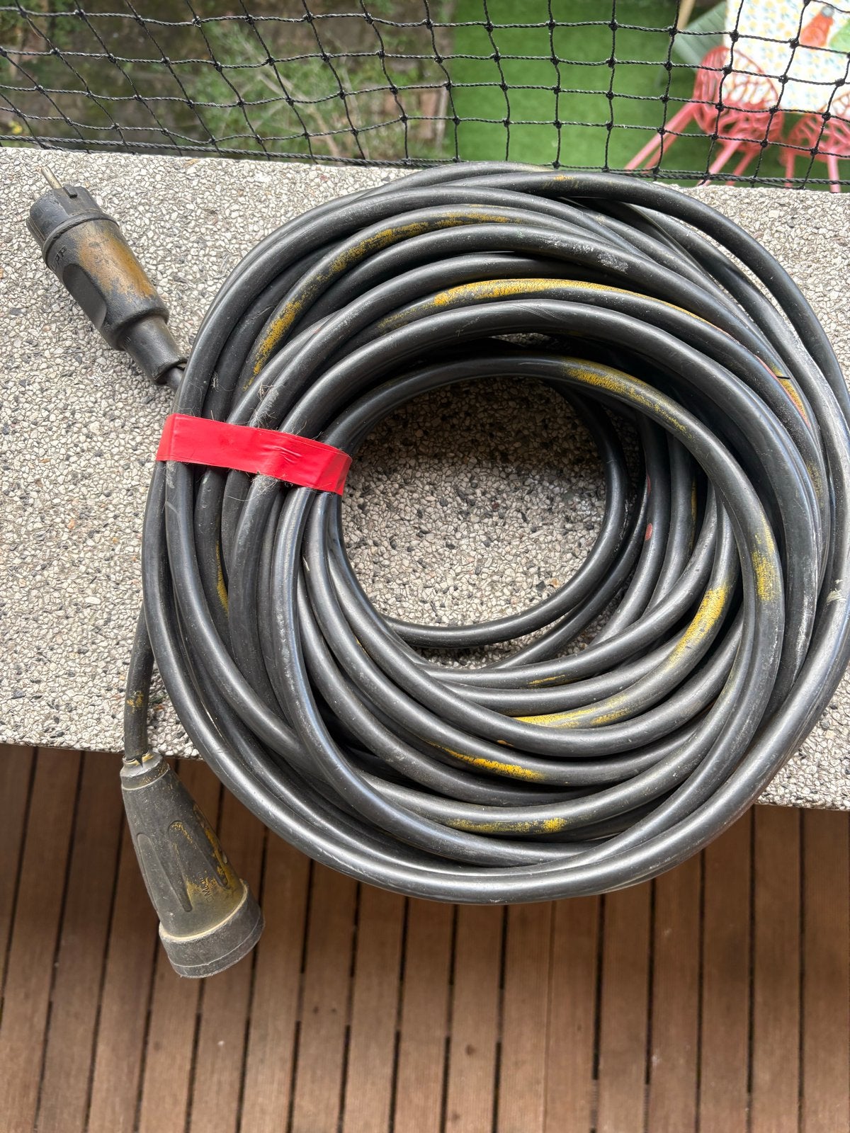 25m. Zware stroomkabel 3x2.5 met stekkers - Gebruikt, Ophalen of Verzenden, Gebruikt, Overige merken, Kabel of Snoer