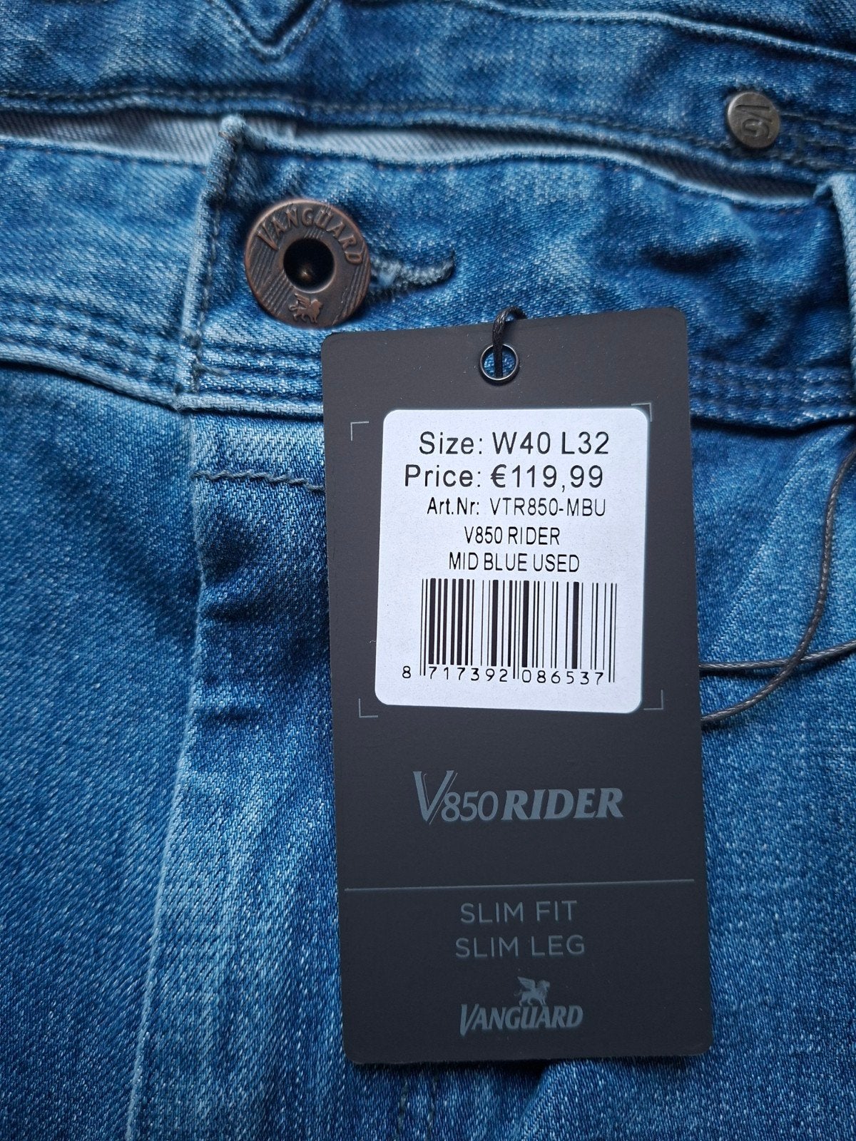 VANGUARD V850 Rider slimfit jeans W40 L32, Blauw, Nieuw, Ophalen of Verzenden, Vanguard