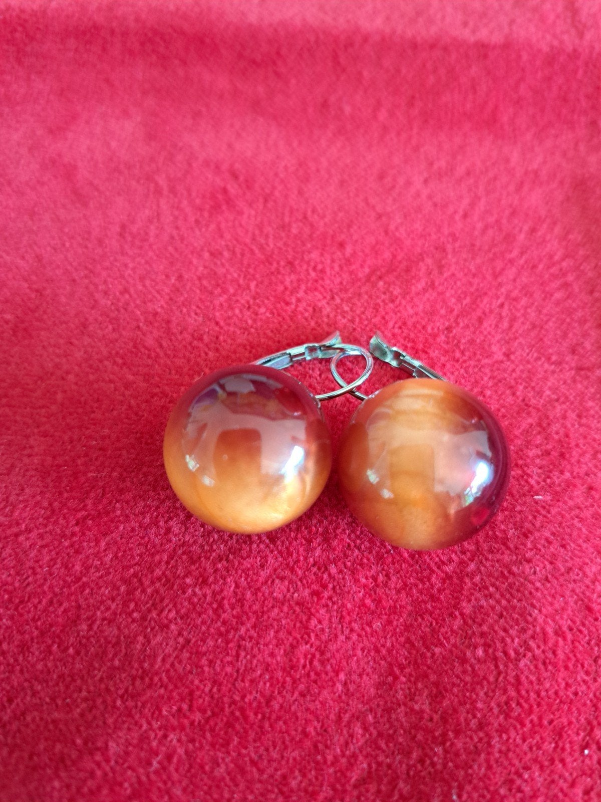 Oranje-bruin oorbellen, Sieraden, Tassen en Uiterlijk, Oorbellen, Overige materialen, Hangers, Oranje, Ophalen of Verzenden